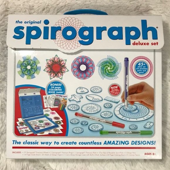 Spirograph Deluxe Set & Travel Spirograph Tin Set w/Bonus Coloring Book Pencils - Picture 2 of 16